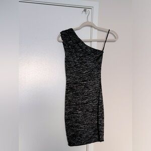 Aritzia Wilfred Free XS marled gray one shoulder bodycon knit dress
